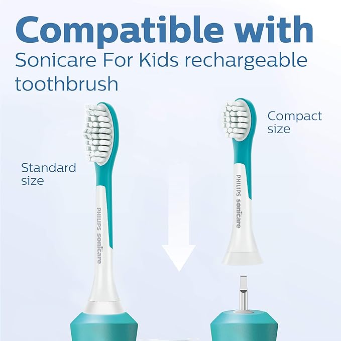 Philips 飛利浦 - 【2支裝】Sonicare 兒童專用 牙刷 原裝刷頭 HX6032/94,適合 3 歲以上 藍綠色