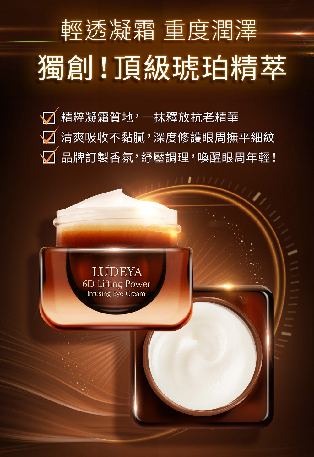 LUDEYA - 超緊緻微臻琥珀眼霜 15ml (附導入棒)