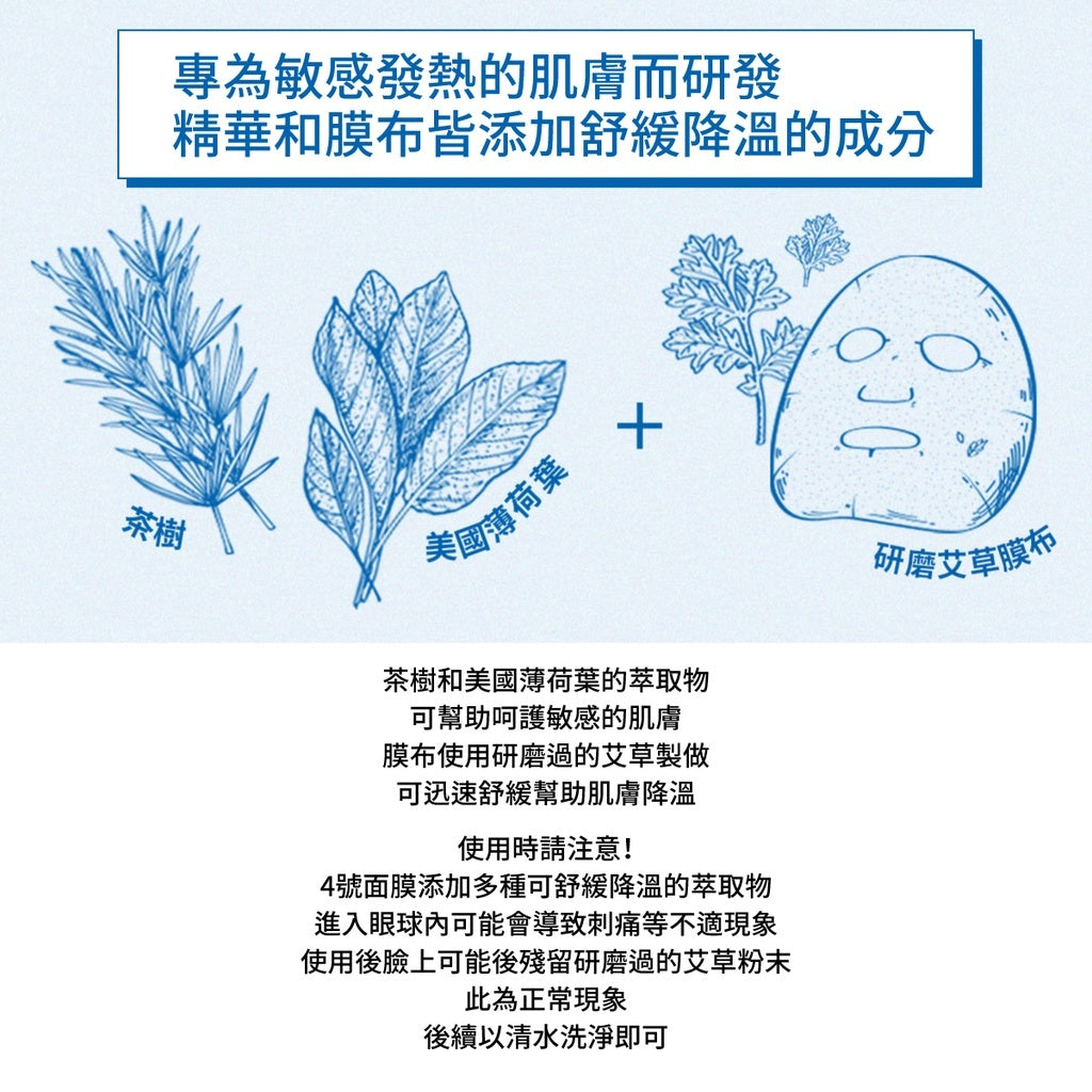 Numbuz:n - Numbuzin No.4冰涼補祛紅面膜 (27g*4片/1盒) Numbuzin面膜4號