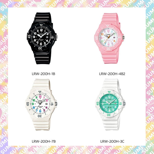 Casio - LRW-200H-7B/LRW-200H-1B/LRW-200H-3C/LRW-200H-4B2 兒童/女裝 運動感休閒錶 白色