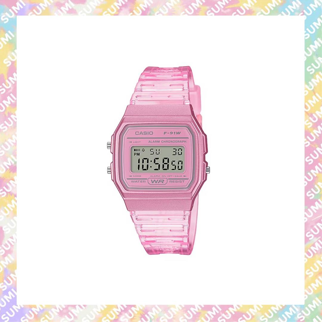 Casio - Youth 卡西歐 F-91WS-4 數位顯示電子錶 粉紅色)