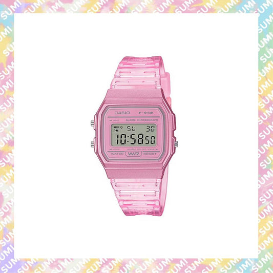 Casio - Youth 卡西歐 F-91WS-4 數位顯示電子錶 粉紅色)