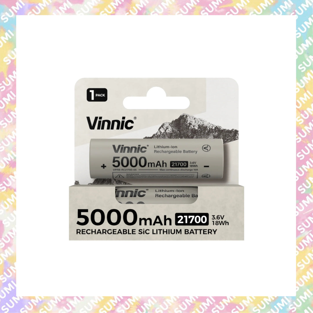 Vinnic 銀戰士電池 -【RC21700-05】21700 5000mAh 矽碳充電式鋰離子電池 3.6v 18wh (單粒裝) - 原裝行貨