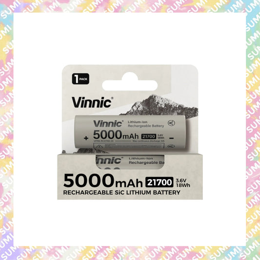Vinnic 銀戰士電池 -【RC21700-05】21700 5000mAh 矽碳充電式鋰離子電池 3.6v 18wh (單粒裝) - 原裝行貨