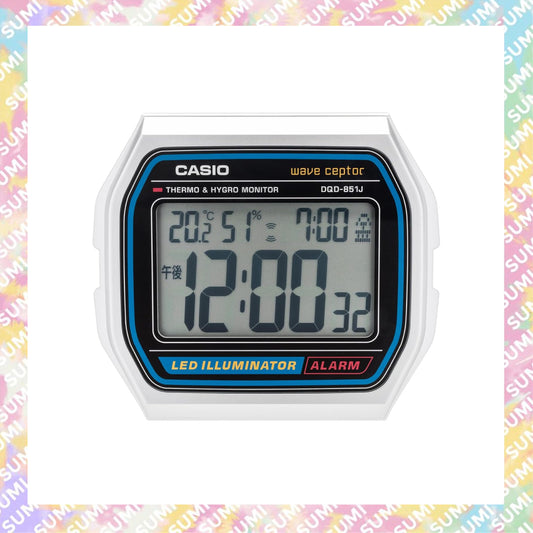 Casio - DQD-851J-8JF 經典A158款式坐枱鬧鐘連濕度溫度計
