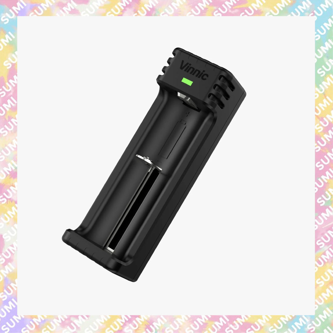 Vinnic 銀戰士電池 - 【NMRB01G1-BK】18650 / 21700 電池充電器 1槽位智能快充 兼容10340/17335/17500/17670/18350/18500/18650/18700/20700/21700/26650｜USB‑C 輸入｜4.2V/1A 智能充電