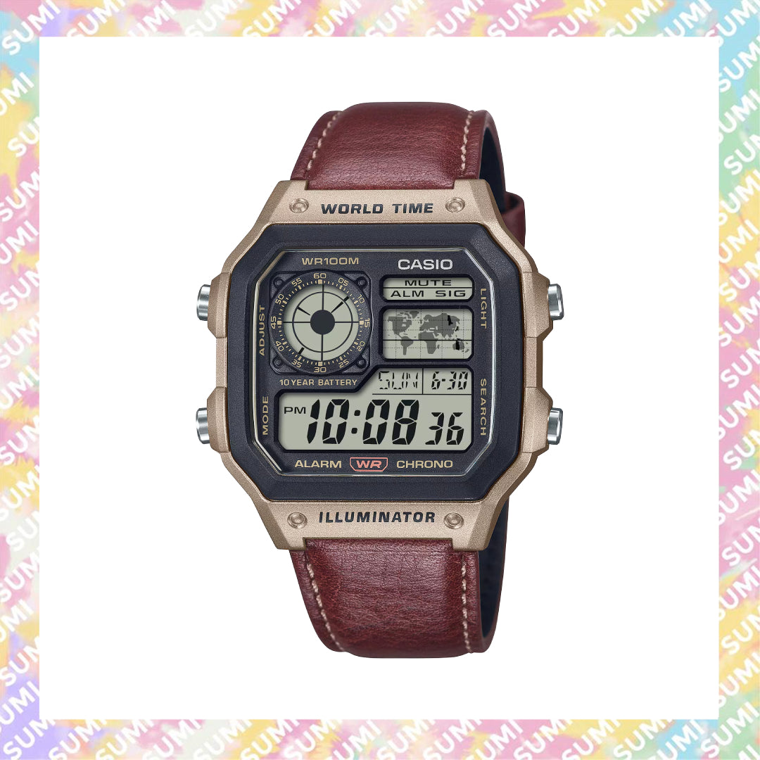 Casio - AE-1200WHL-5A 復古跳字錶 皮帶款