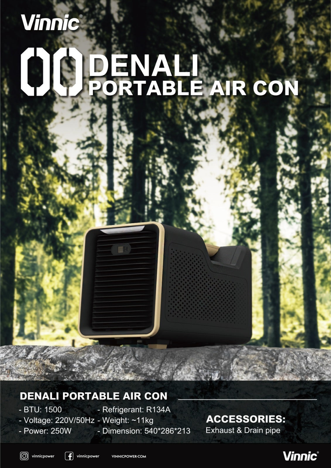 Vinnic 銀戰士電池 - DENALI 00 手提式戶外冷氣 (一年行貨保養) VPAC-00BK